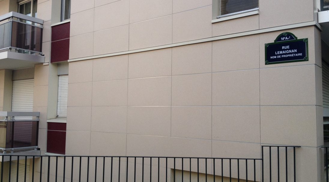 Fassade, rue Gazan, Kollektives Wohnen, Paris - Verkleidung mit Unterkonstruktion (VmU)
